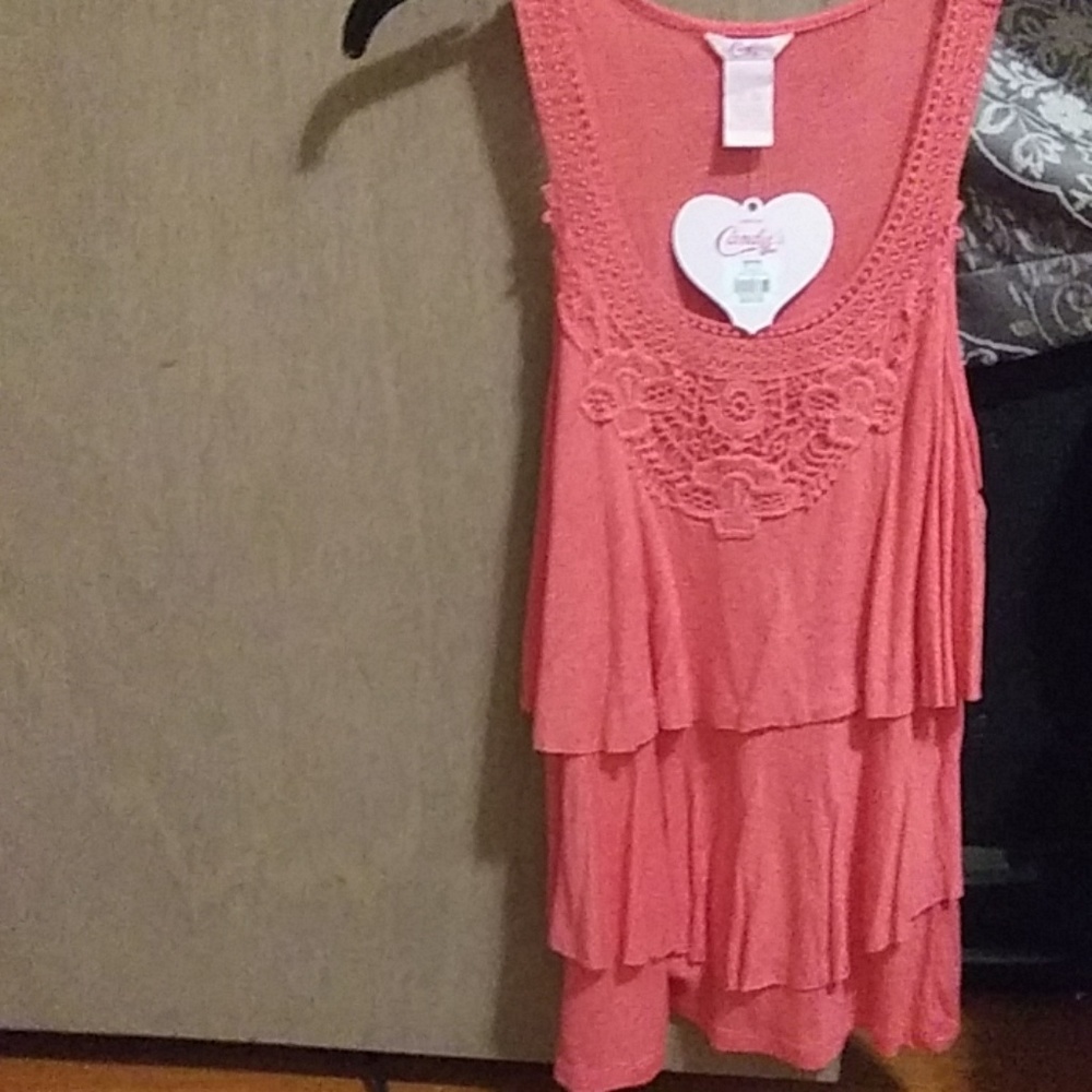 NWT candie's pink tiered tank top size xl/16